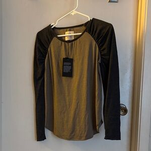 Chaser Black and Tan Long Sleeve Top